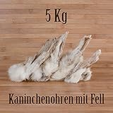 5 Kg ca. 400 Stück Kaninchenohren mit Fell fettarm Barf wie Schweineohren Rinderohren Kausnack Kauartikel