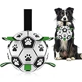 Hetoo Interaktives Hundespielzeug, Fußball, mit Greif-Laschen, langlebige Hundebälle für kleine und mittelgroße Rassen, Wasserspielzeug, geeignet für drinnen und draußen