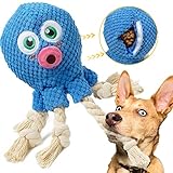 Sugelary Hundespielzeug Unzerstörbar Welpenspielzeug Interaktives Kauspielzeug für Welpen Kleine Mittlere Hunde Plüschtier Nahrungssuche Design (Tintenfisch)