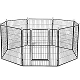 display4top Welpenauslauf,Welpenlaufstall Freilaufgehege Hundelaufstall Tierlaufstall Hunde,mit Tür laufstall Für Hund, Katze, Welpe, Kaninchen,6 Paneelen, Schwarz (60 cm x 80 cm)