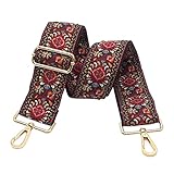 BENAVA Taschengurt für Handtaschen mit Karabiner Farbe Gold | Schultergurt Bunt Verstellbar Breit mit Blumen Muster 60-120 cm