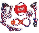 4LegsFriend Hundespielzeug Set 6 Stück, Seil Kauspielzeug, Zerrspielzeug, Wurfspielzeug für Mittlere bis Sehr Große Hunde, Robustes Baumwoll Hund Spielzeug Kauen & Beißen, Hunde Zubehör, Waschbar