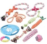 Sweetypet Hundebedarf: 10er-Set Bunte Hundespielzeuge aus Baumwolle zum Kauen und Toben (Welpenspielzeug)