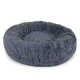 lionto Hundebett rund Hundekissen Hundesofa Katzenbett Donut (XXXL) 100 cm Ø Dunkelgrau