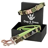 Dog & Dress Hundehalsband Und Leine Set, Camouflage, Rosegold, Verstellbar, Hundeleine, 2m, 3 Ringe, Karabiner, Kleine, Mittlere, Große Hunde, Nylon, Geschenk Hund Geschenk Set