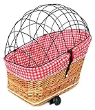 Tigana - Hundefahrradkorb für Gepäckträger aus Weide Natur 56 x 36 cm mit Metallgitter Tierkorb Hinterradkorb Hundekorb für Fahrrad (N-S) (XL + Kissen + Einlage R1)