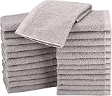 Amazon Basics Waschlappen aus Baumwolle, 24er-Pack - Grau