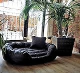 tierlando Hundebett Philip Hundesofa - Kunstleder - Velours - XL XXL XXXL - 110cm bis 170cm - Dogge, Ridgebacks 03 Schwarz - PH4-AL-03
