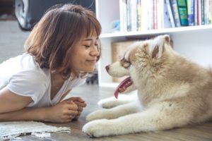 Mädchen mit Hund